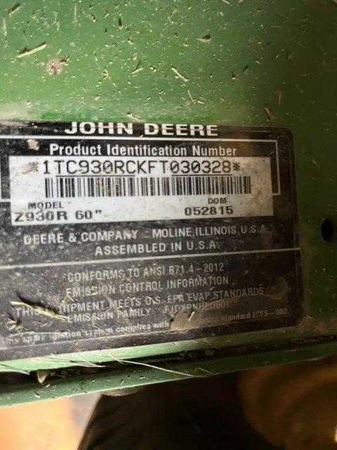 Main image for Used 2016 John Deere Z930R Mower - Zero Turn