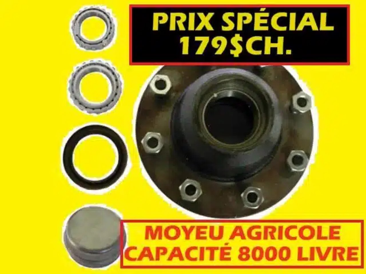 MOYEUX REMORQUE AGRICOLE WAGON 8 TROU CAPACITÉ 8000 LIVRE HUB divers