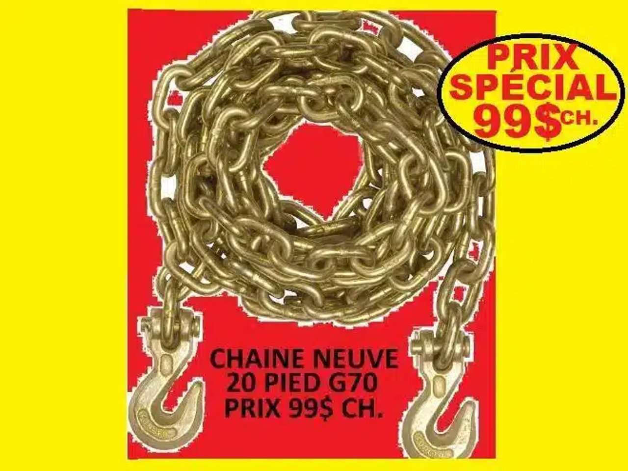 CHAINE NEUVE 5/16 AVEC CROCHET 20 PIED LONG GRAGE 70 divers