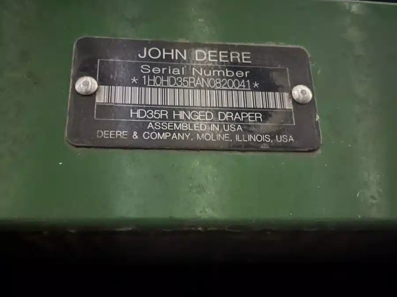 2022 John Deere HD35R Nez - Toile/Tapis