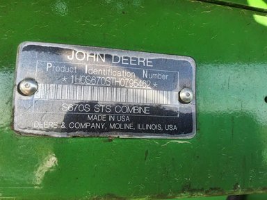 2017 John Deere S670 Batteuse — photo 2