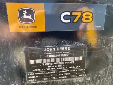 John Deere 78" CONSTRUCTION Godet (bucket) — photo 2