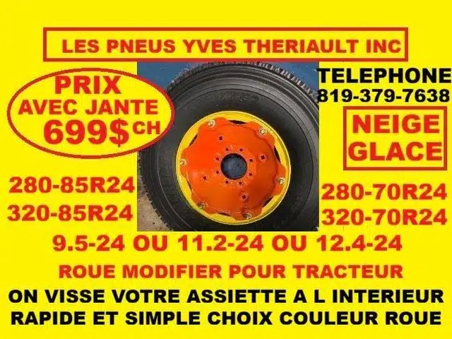 ROUE AVEC PNEU 9.5-24 OU 11.2-24 OU 15-19.5 OU 13.6-16 OU 9.5-20 Pneus et roues