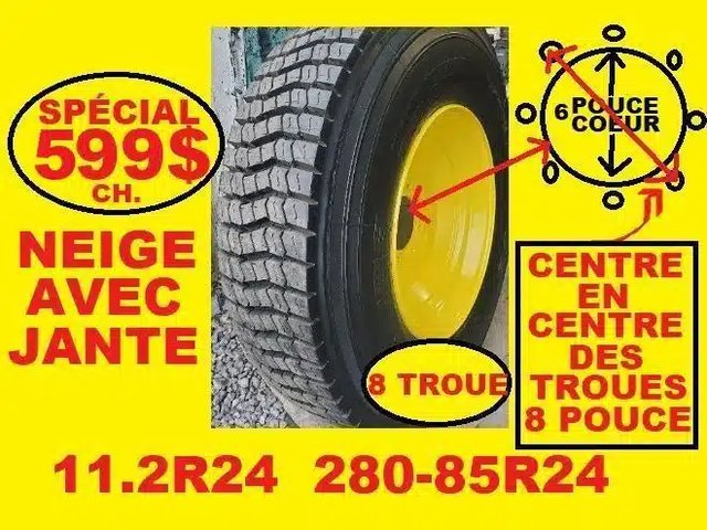 PNEU 11.2R24 NEIGE 280-85R24 MONTE 11.2-24 MODEL 8 TROUES 6 POUCE DE COEUR Pneus et roues