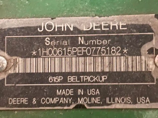 2015 John Deere 615P Nez - Ramasseur