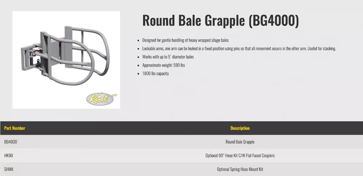 Gallery image 2 for HLA Attachments Misc Bale Grapple