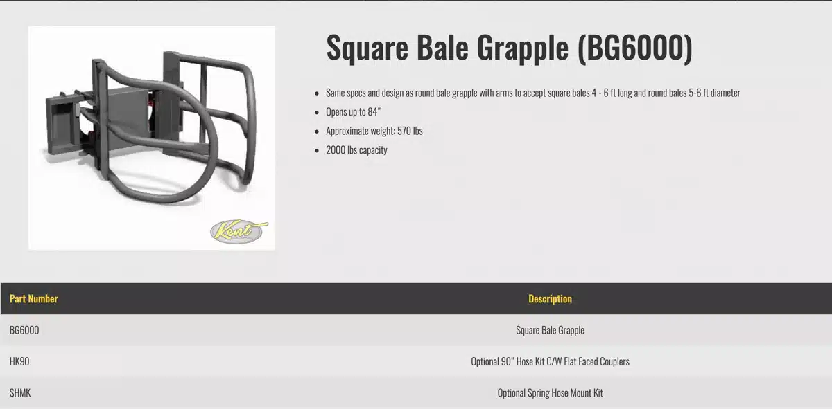 Gallery image 2 for HLA Attachments Misc Bale Grapple