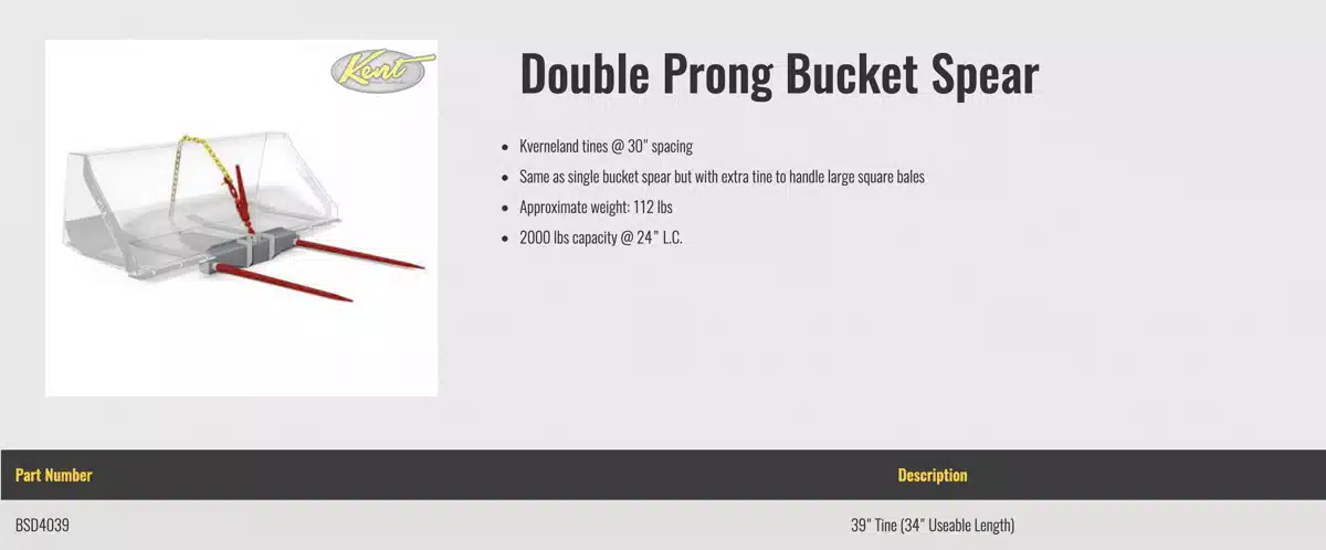 Gallery image 2 for New HLA Attachments BSD4039 Bale Spear