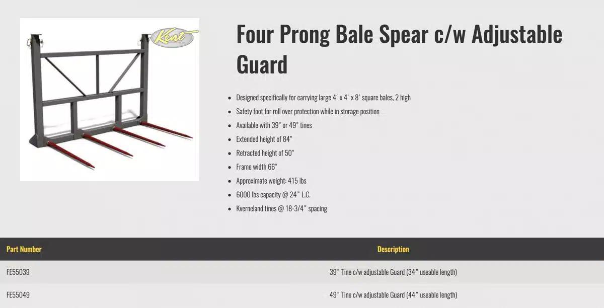 Gallery image 2 for HLA Attachments FE55039 Bale Spear