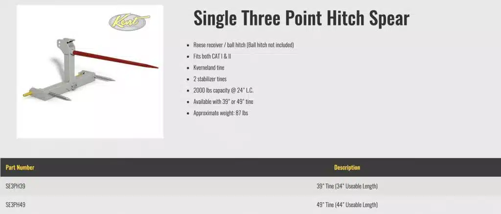 Gallery image 2 for New HLA SE3PH39 3 Point Hitch