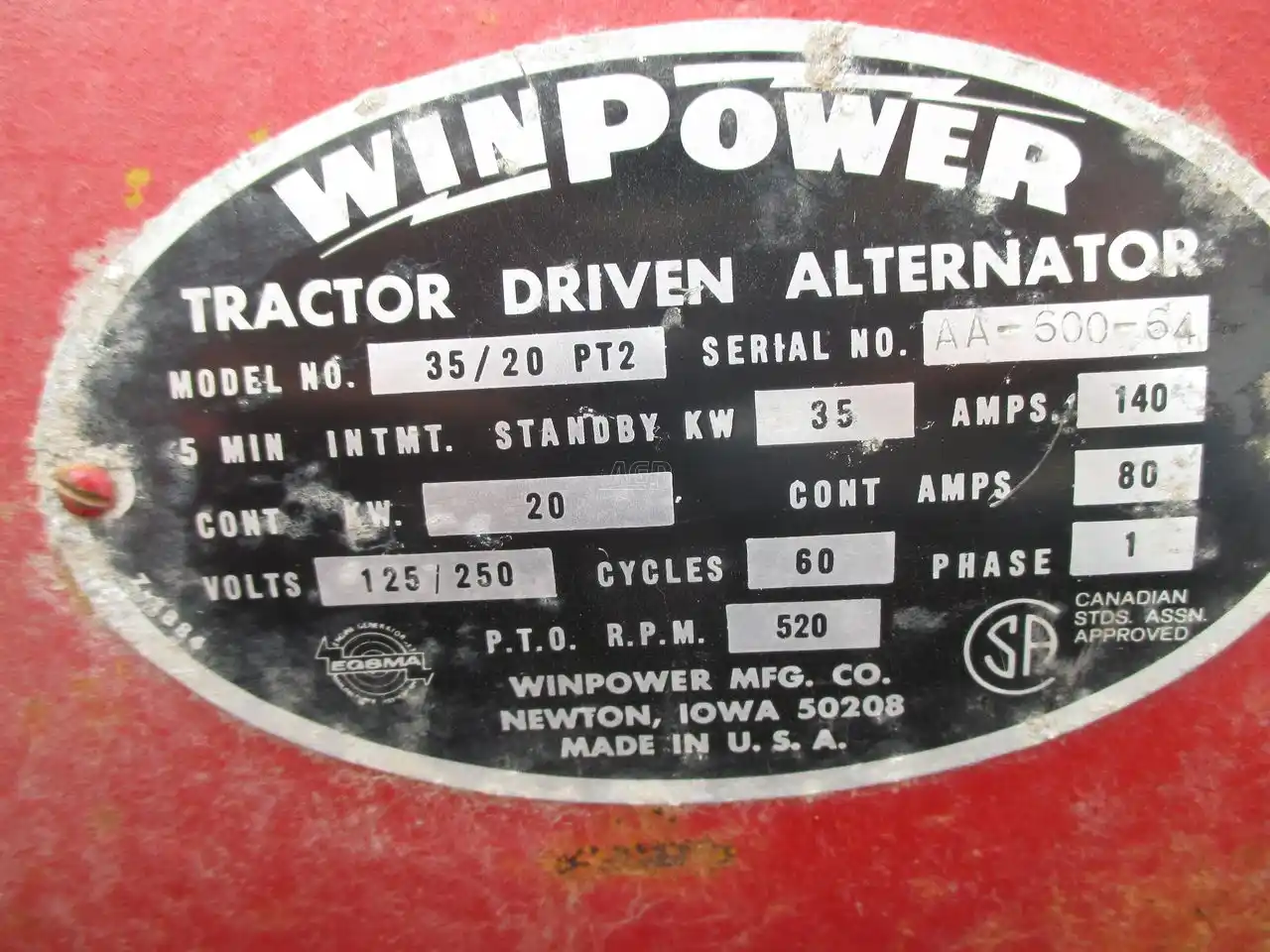 Gallery image 2 for Used Winpower 35/20 PT2 Generator