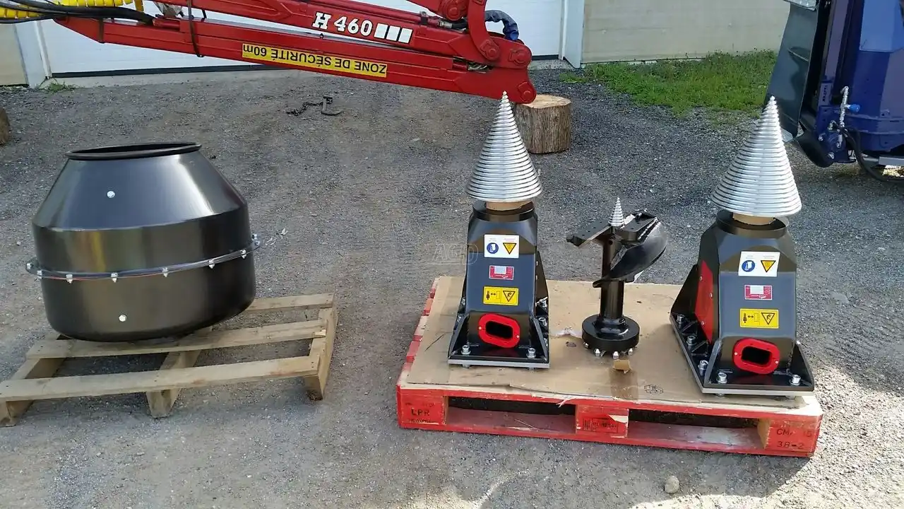 New Black Splitter ! Mixeur à ciment vendu en option sur vrille S2x. La vrille fend bois en longueur, option