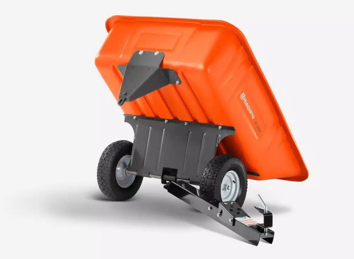 Gallery image 2 for New 2023 Husqvarna 10 CU FT POLY SWIVEL DUMP CART Attachment