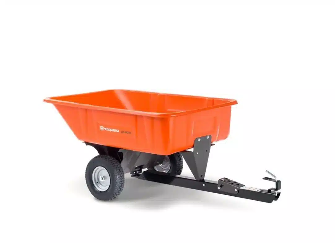 Gallery image 1 for New 2023 Husqvarna 10 CU FT POLY SWIVEL DUMP CART Attachment