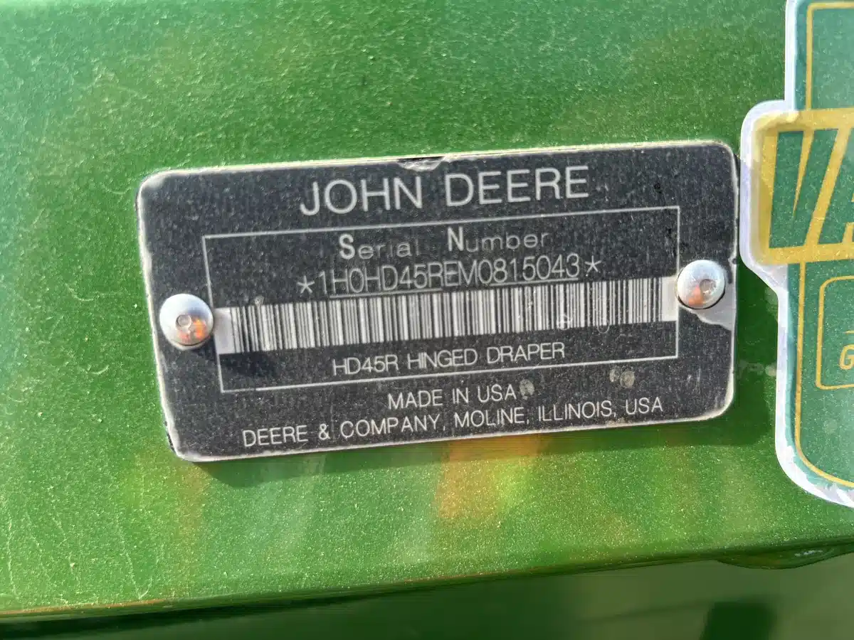 Gallery image 1 for Used 2021 John Deere HD45R Header - Draper