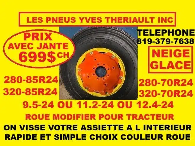 Gallery image 1 for ROUE AVEC PNEU 9.5-24 OU 11.2-24 OU 15-19.5 OU 13.6-16 OU 9.5-20 Tires & Rims
