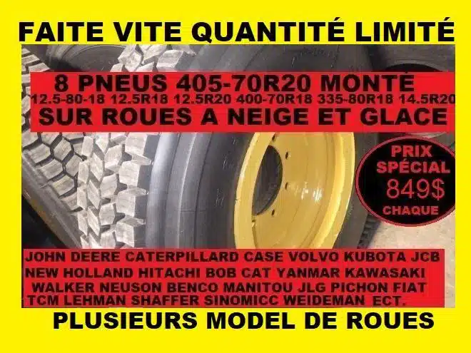 Gallery image 1 for John Deere PNEU 405-70R20 RECHAPE NEUF SNOW+ 400-70R20 Tires & Rims