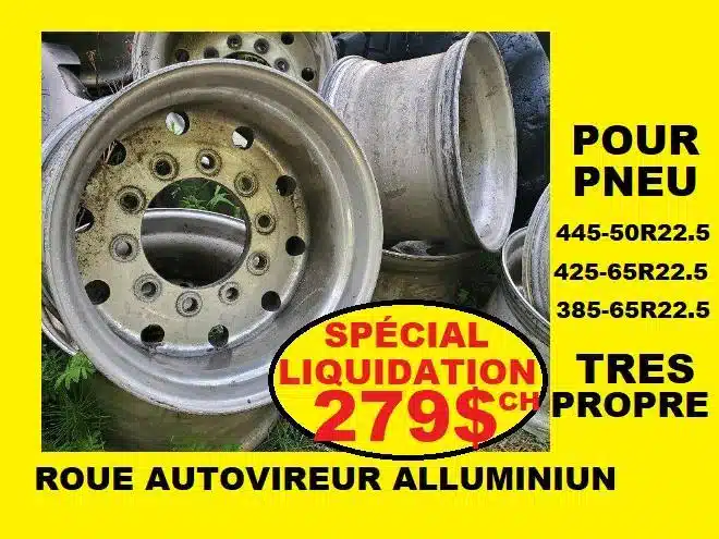 Gallery image 1 for Alcoa ROUE 22.5 SUPER SINGLE AUTOVIREUR 455-55R22.5 Tires & Rims