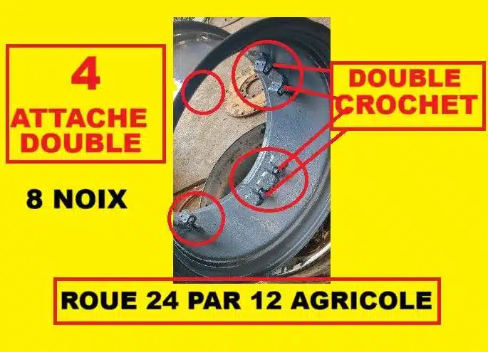 Gallery image 1 for ROUE 24 POUR PNEU 13.6-24 OU 14.9-24 ( 24 PAR 12 ) Dual Rims