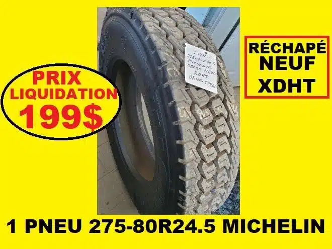 Photo de la Galerie 1 pour Michelin PNEU 275-80R24.5 ( 285-75R24.5 ) RECHAPE A NEUF Pneus