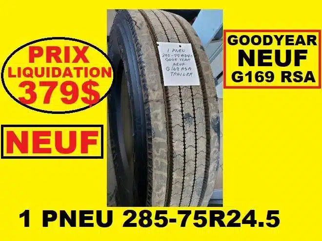 Photo de la Galerie 1 pour Goodyear PNEU 285-75R24.5 ( 275-80R24.5 )GOOD YEAR NEUF TRAILER REMORQUE Pneus