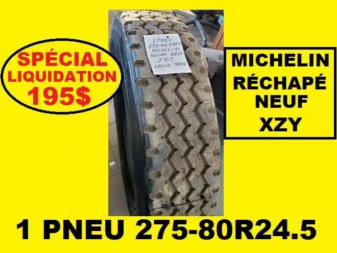 Photo de la Galerie 1 pour Michelin PNEU 275-80R24.5 ( 285-75R24.5 ) RECHAPE A NEUF Pneus