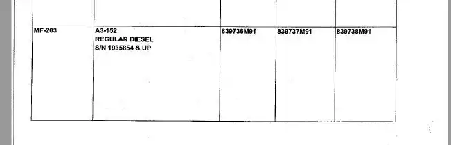 Gallery image 2 for Massey Ferguson 839925M91 Parts New-Used