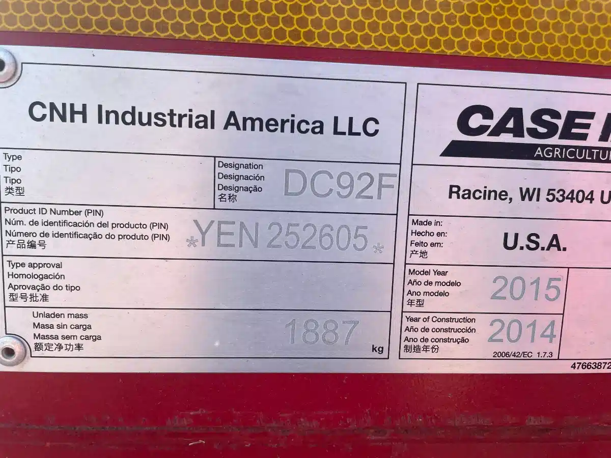 Gallery image 2 for Used 2015 Case IH DC92F Mower Conditioner