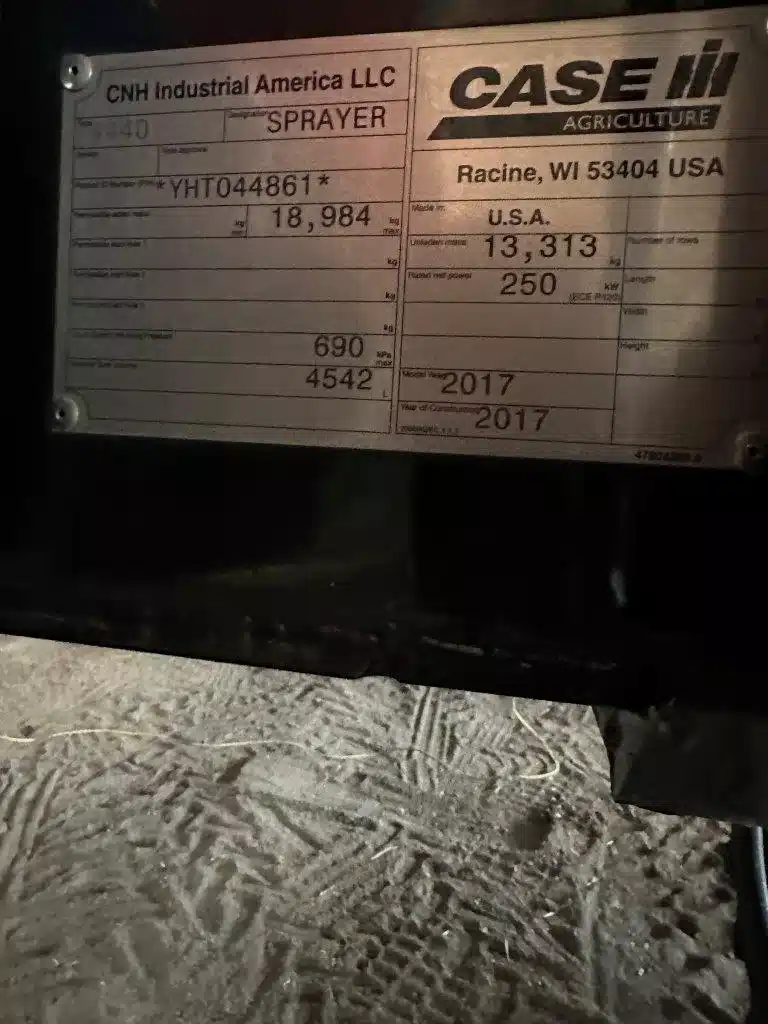 Gallery image 2 for Used 2017 Case IH PATRIOT 4440 Sprayer - Self Propelled