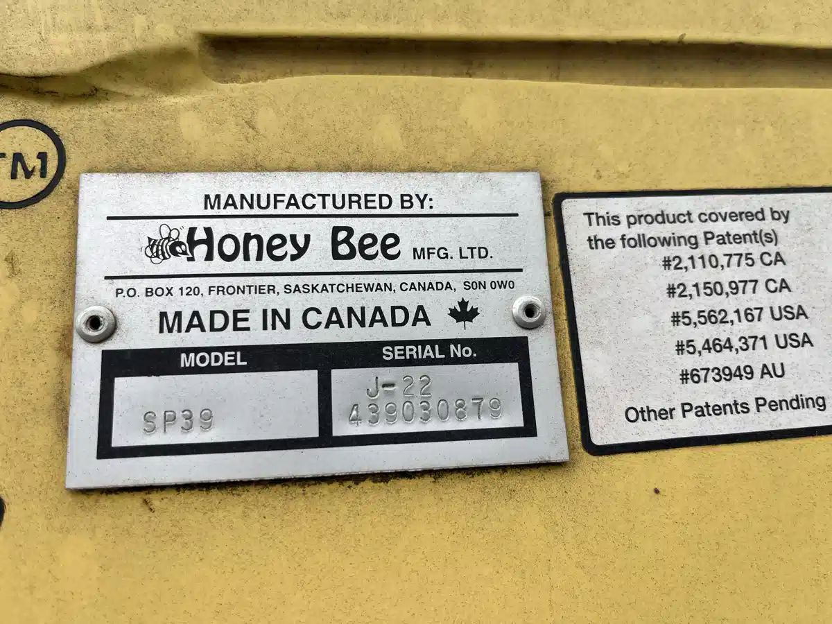 Gallery image 2 for Used Honey Bee SP39 Header - Draper