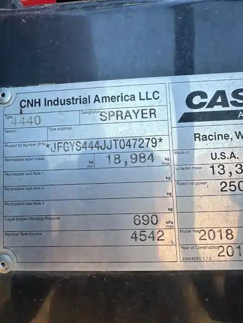 Gallery image 2 for Used 2018 Case IH PATRIOT 4440 Sprayer - Self Propelled