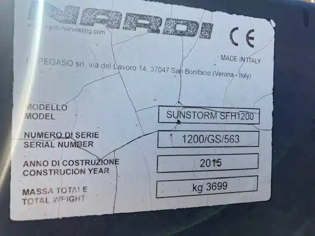 Gallery image 2 for Used 2015 Nardi Harvesting SFH1200 Header