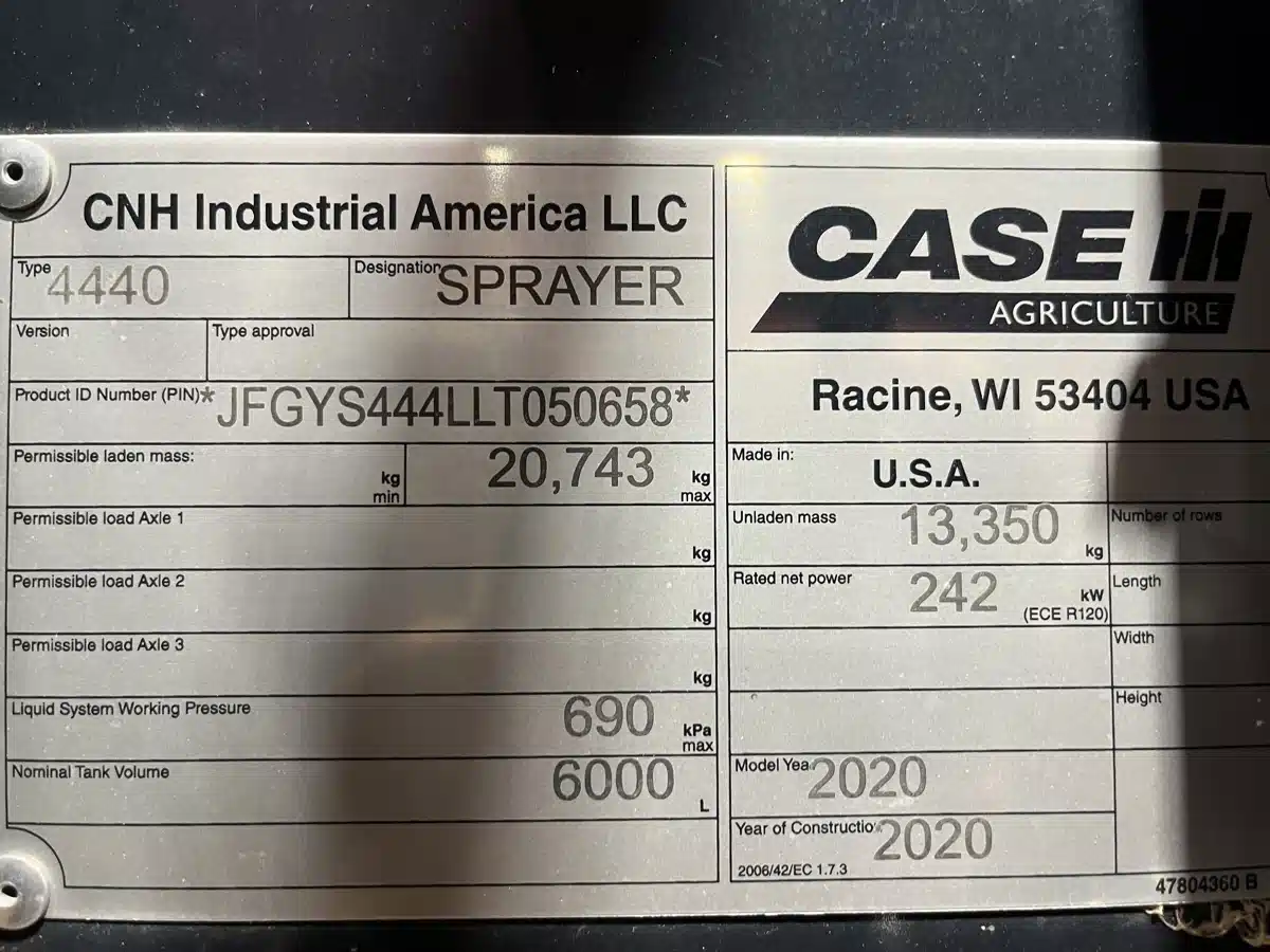 Gallery image 2 for Used 2020 Case IH PATRIOT 4440 Sprayer - Self Propelled