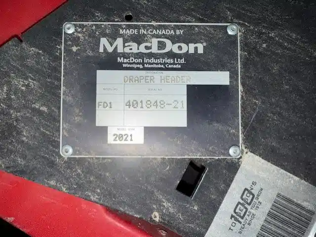Gallery image 2 for 2021 MacDon FD75 Header Combine