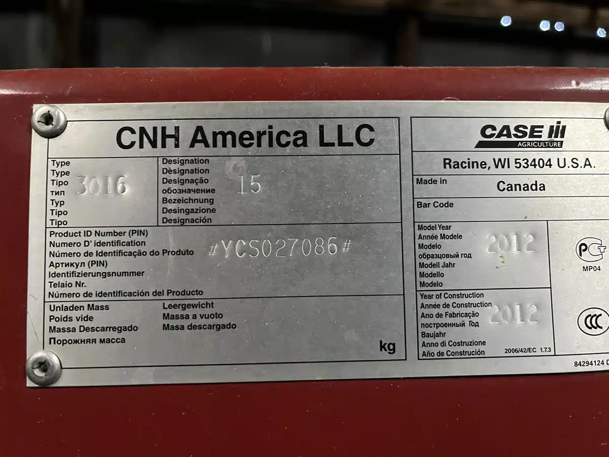 Gallery image 2 for Used 2012 Case IH 3016 Header Combine