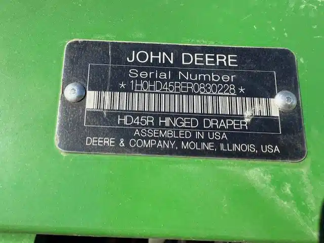 Gallery image 2 for 2024 John Deere HD45R Header Combine