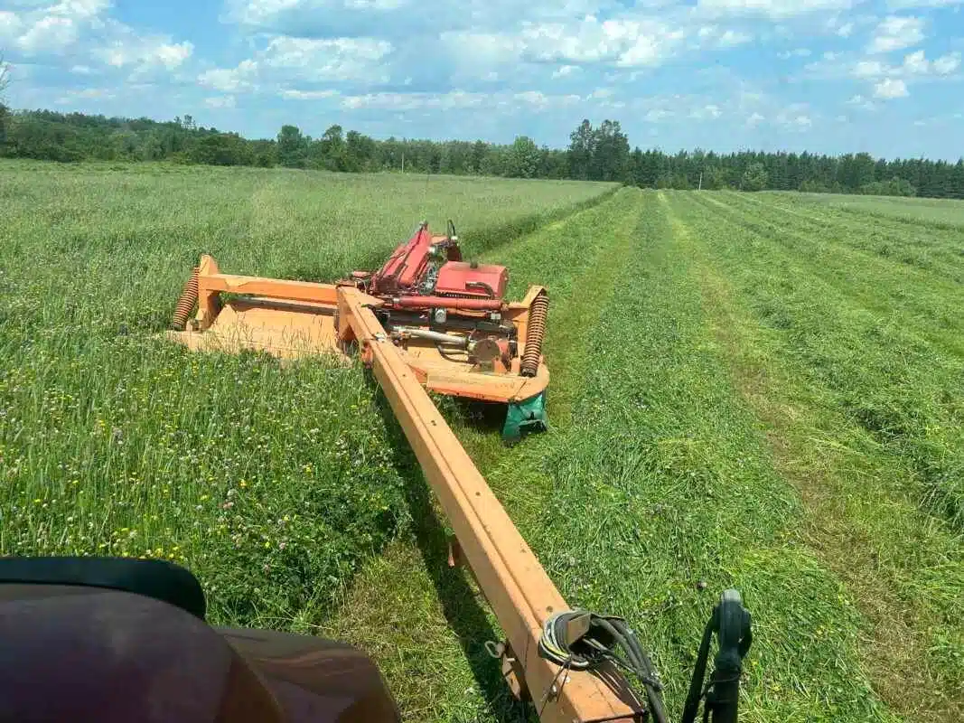 Gallery image 1 for Used Kverneland 11' Front and 12' Rear Discbines with Merger Hay Merger