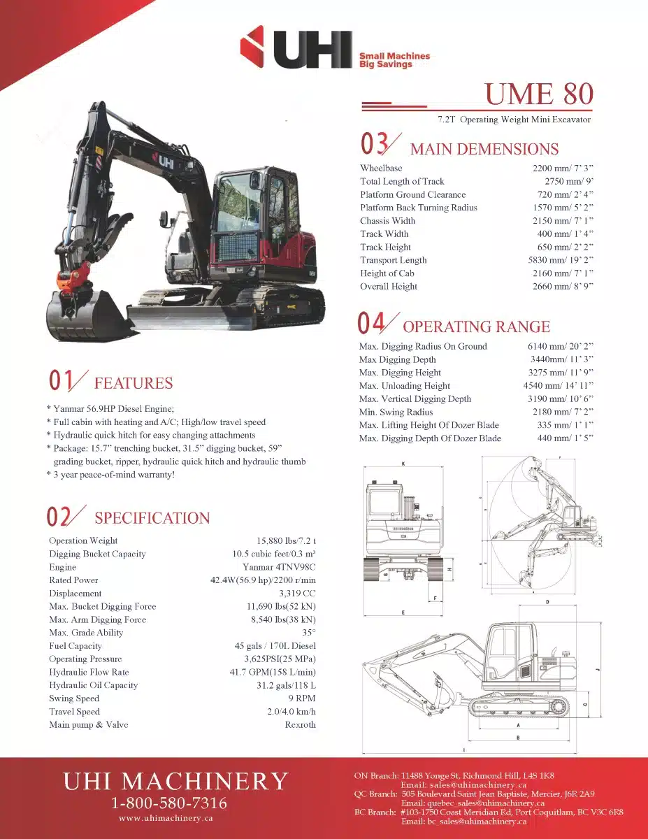 Gallery image 2 for UHI Machinery UME80 Excavator