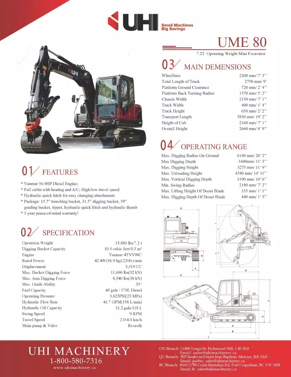 Photo de la Galerie 2 pour UHI Machinery UME80 Excavatrice