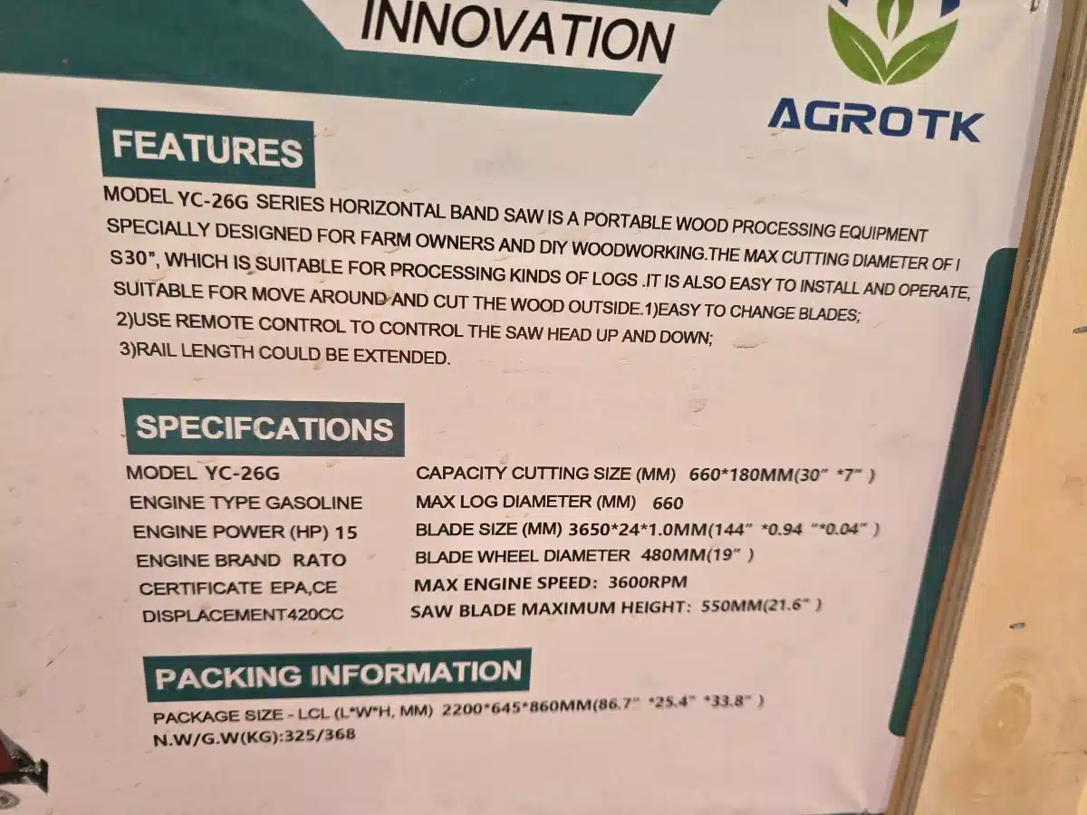 Gallery image 2 for Agrotk Industrial YC-26G Sawmill