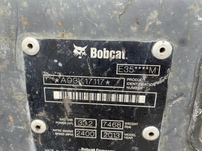 Gallery image 2 for Used 2013 Bobcat E35 Excavator